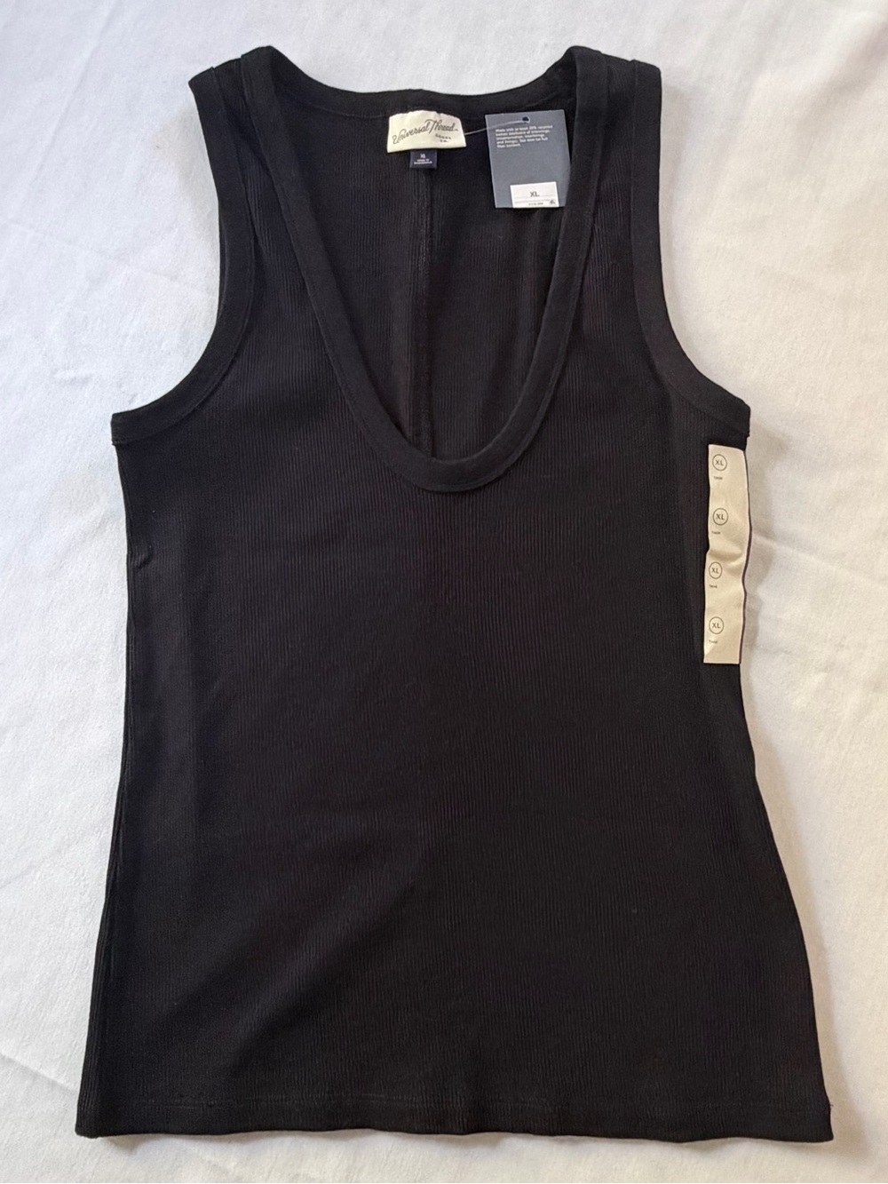 Universal Thread Ribbed Tank Top NWT Black Knit Scoop Neck Stretch Women’s XL